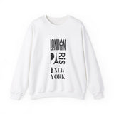 LONDON NEW YORK PARIS- Unisex Heavy Blend Crewneck Sweatshirt (VARIETY OF COLORS)