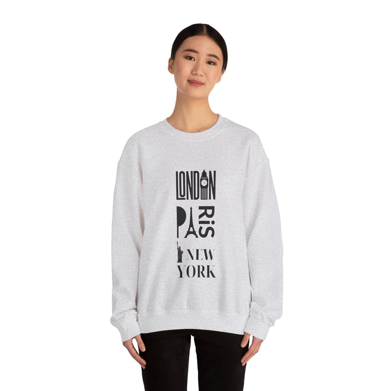 LONDON NEW YORK PARIS- Unisex Heavy Blend Crewneck Sweatshirt (VARIETY OF COLORS)