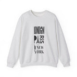 LONDON NEW YORK PARIS- Unisex Heavy Blend Crewneck Sweatshirt (VARIETY OF COLORS)