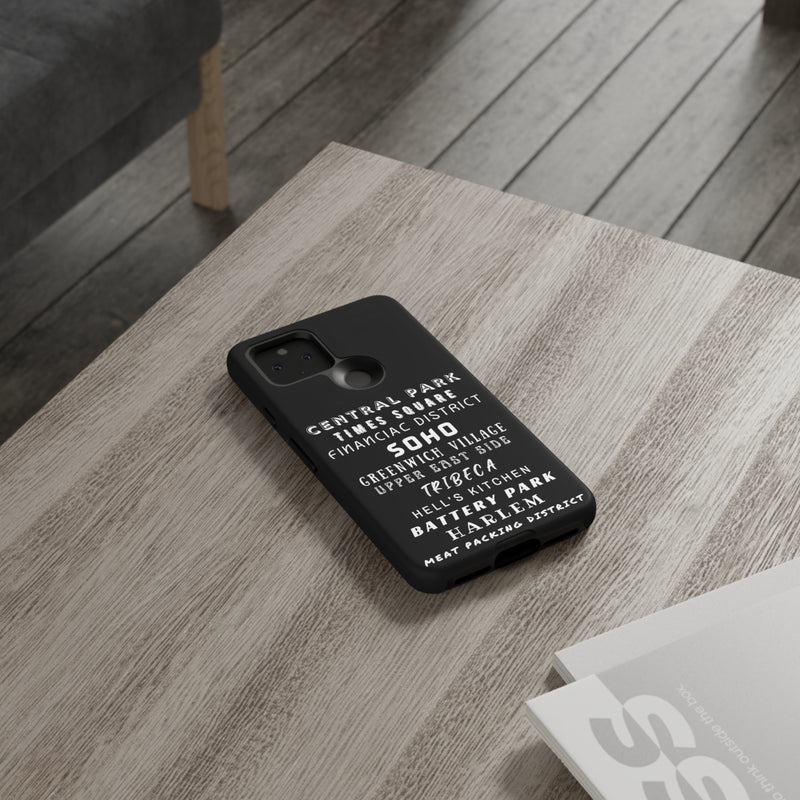 NYC NEIGHBORHOODS -Tough Phone Cases - Fits Most Phone Sizes!! (Dark GREY)