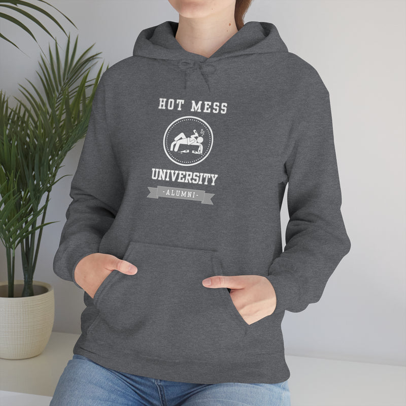 HOT MESS UNIVERSITY- Unisex Heavy Blend Hooded Sweatshirt (VARIETY OF COLORS)