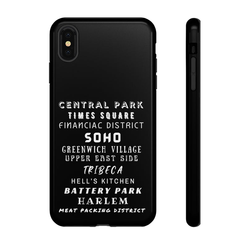 NYC NEIGHBORHOODS -Tough Phone Cases - Fits Most Phone Sizes!! (Dark GREY)