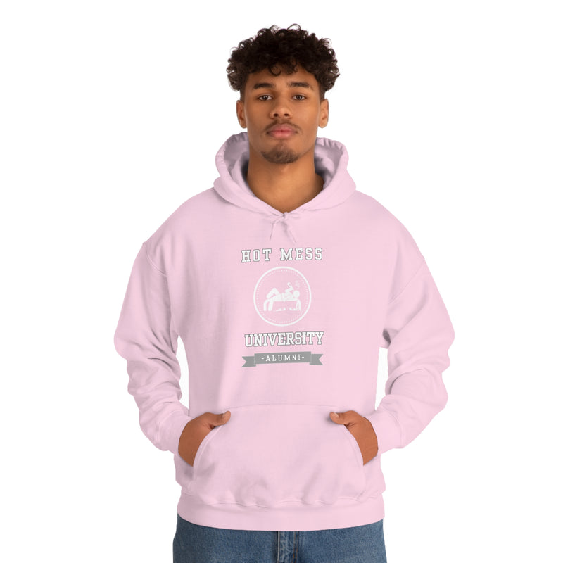 HOT MESS UNIVERSITY- Unisex Heavy Blend Hooded Sweatshirt (VARIETY OF COLORS)