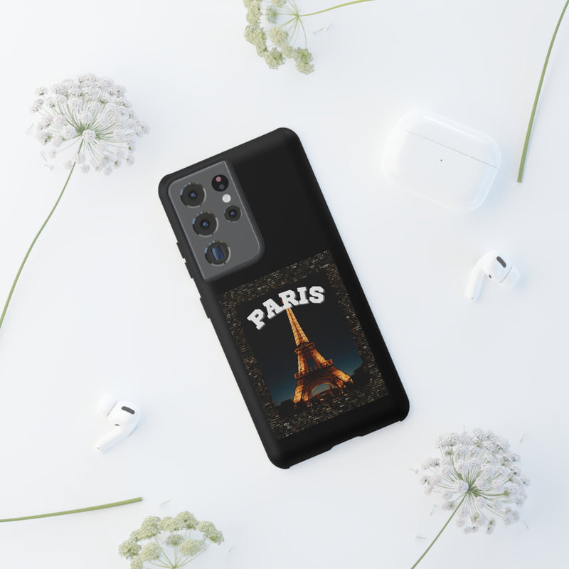 PARIS AT NIGHT- Tough Phone Cases - Fits Most Phone Sizes!! (BLACK)