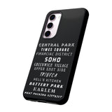 NYC NEIGHBORHOODS -Tough Phone Cases - Fits Most Phone Sizes!! (Dark GREY)