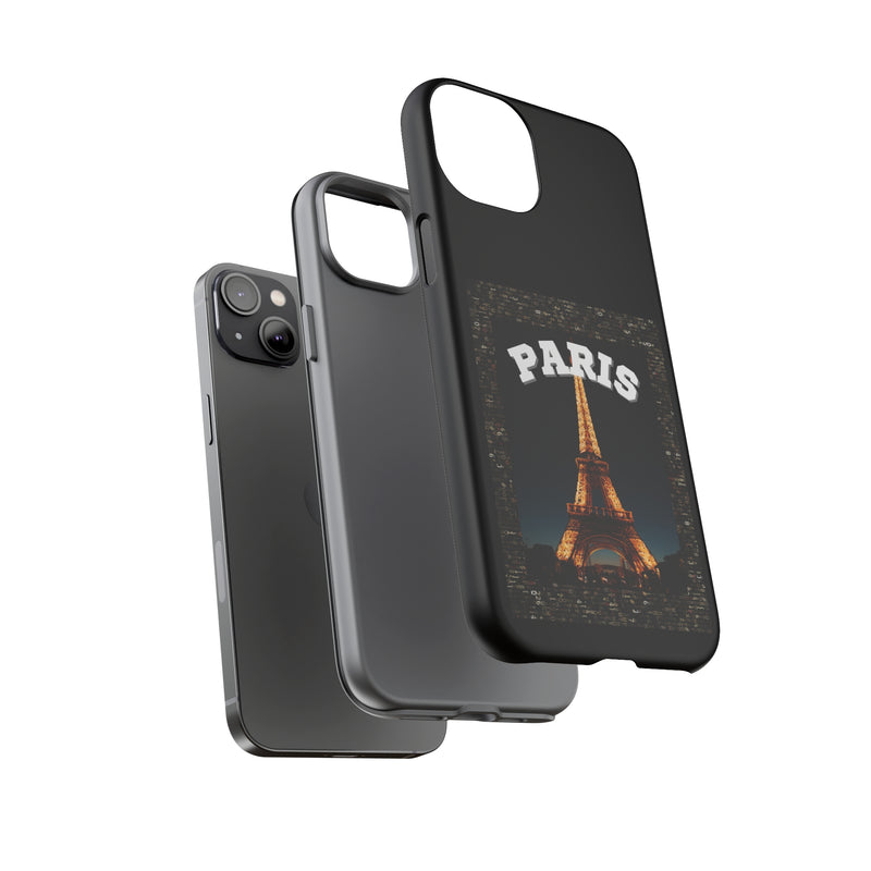 PARIS AT NIGHT- Tough Phone Cases - Fits Most Phone Sizes!! (BLACK)