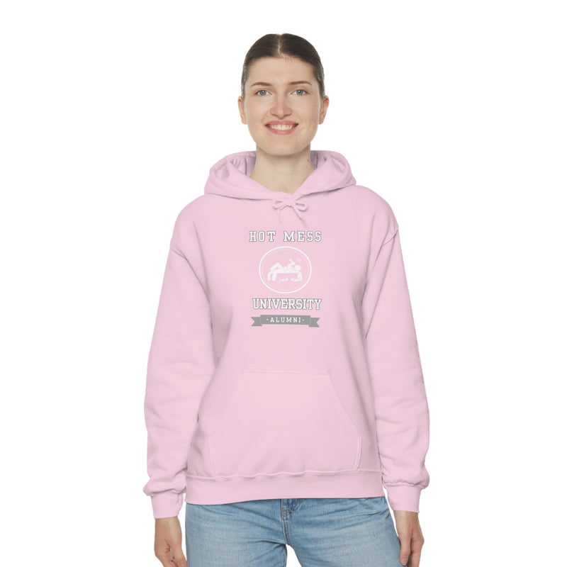 HOT MESS UNIVERSITY- Unisex Heavy Blend Hooded Sweatshirt (VARIETY OF COLORS)