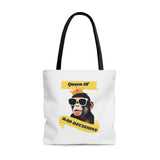 QUEEN OF BAD DECISIONS - AOP Tote Bag (WHITE)