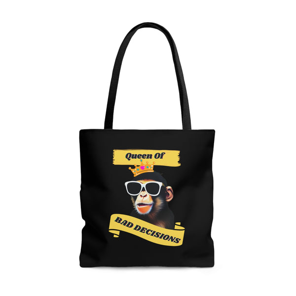 QUEEN OF BAD DECISIONS - AOP Tote Bag (BLACK)