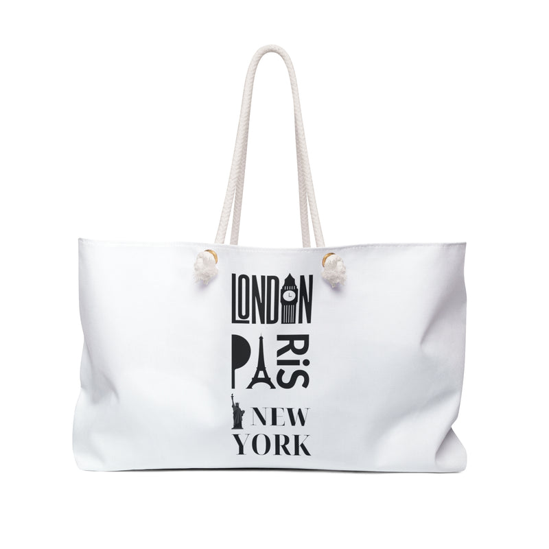 LONDON-PARIS-NEW YORK- Weekender Bag (WHITE)