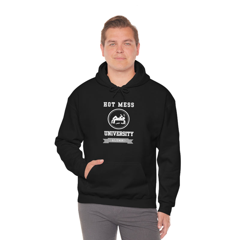 HOT MESS UNIVERSITY- Unisex Heavy Blend Hooded Sweatshirt (VARIETY OF COLORS)