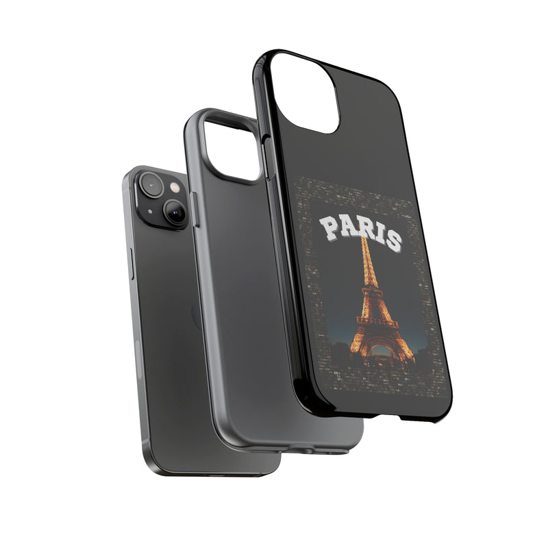 PARIS AT NIGHT- Tough Phone Cases - Fits Most Phone Sizes!! (BLACK)