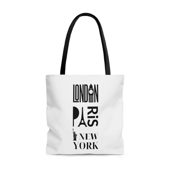 London Paris New York- AOP Tote Bag (WHITE)