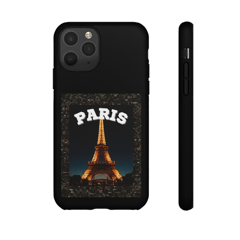 PARIS AT NIGHT- Tough Phone Cases - Fits Most Phone Sizes!! (BLACK)