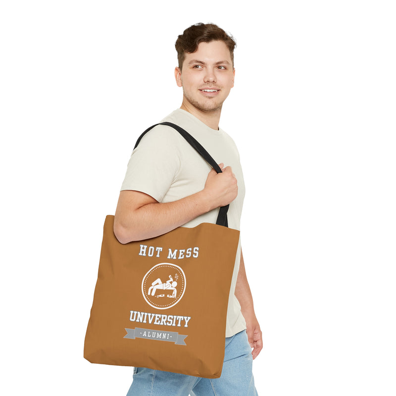 HOT MESS UNIVERSITY- AOP Tote Bag (LIGHT BROWN)