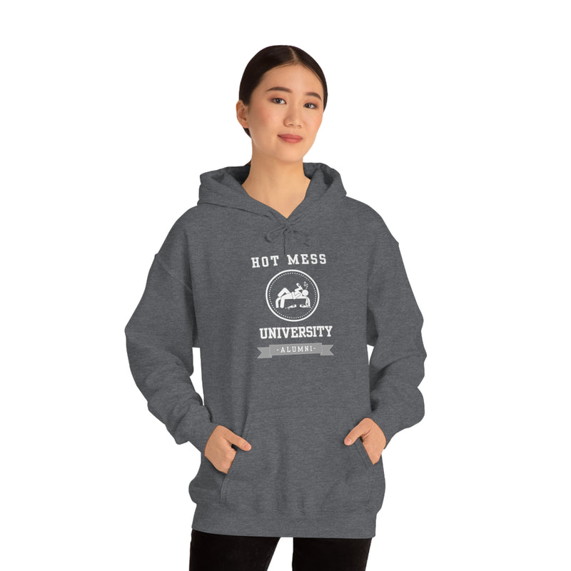 HOT MESS UNIVERSITY- Unisex Heavy Blend Hooded Sweatshirt (VARIETY OF COLORS)