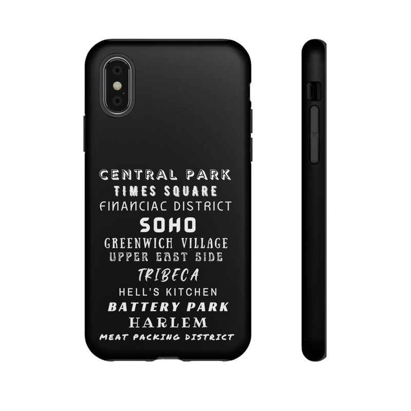 NYC NEIGHBORHOODS -Tough Phone Cases - Fits Most Phone Sizes!! (Dark GREY)