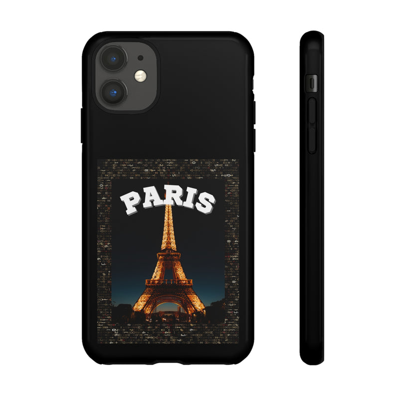 PARIS AT NIGHT- Tough Phone Cases - Fits Most Phone Sizes!! (BLACK)