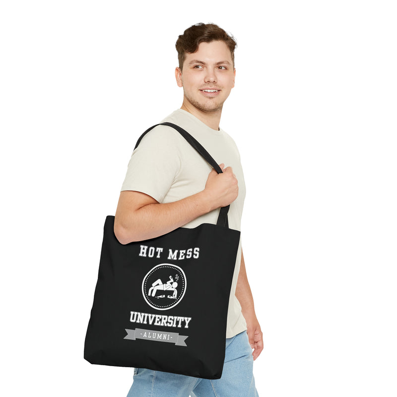 HOT MESS UNIVERSITY- AOP Tote Bag (BLACK)