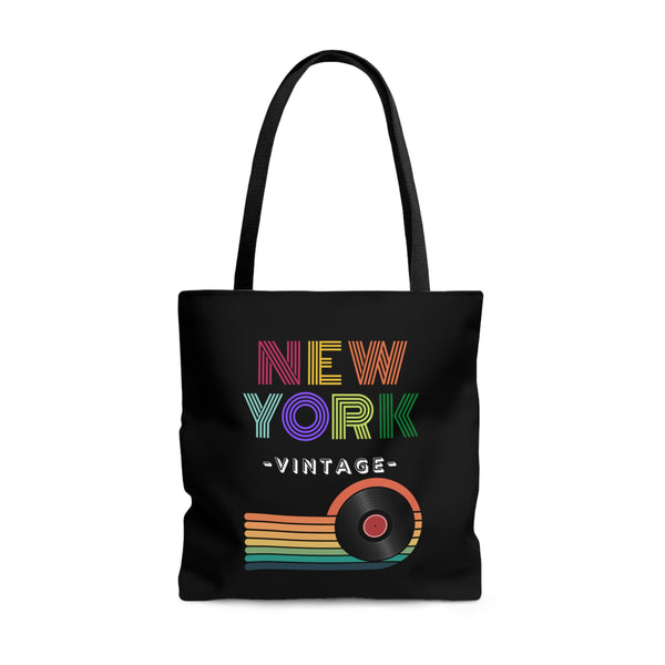 NEW YORK VINTAGE- AOP Tote Bag (BLACK)