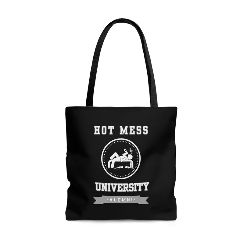 HOT MESS UNIVERSITY- AOP Tote Bag (BLACK)