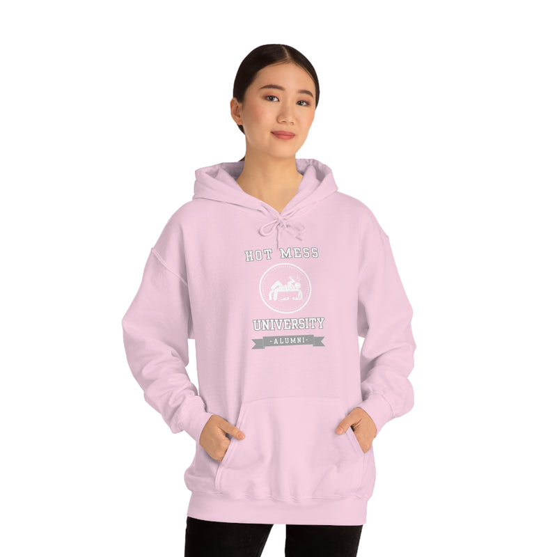 HOT MESS UNIVERSITY- Unisex Heavy Blend Hooded Sweatshirt (VARIETY OF COLORS)