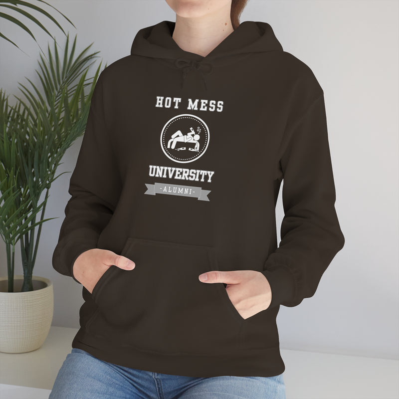 HOT MESS UNIVERSITY- Unisex Heavy Blend Hooded Sweatshirt (VARIETY OF COLORS)