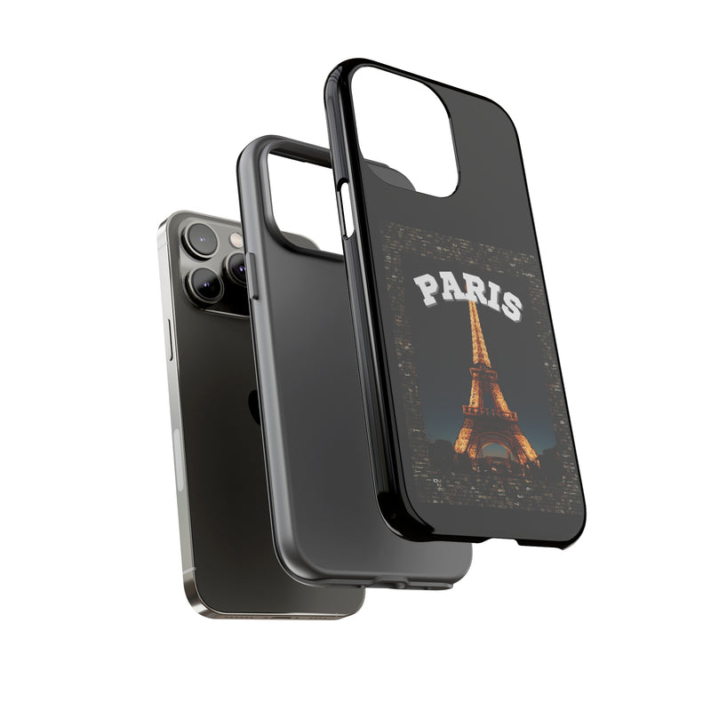 PARIS AT NIGHT- Tough Phone Cases - Fits Most Phone Sizes!! (BLACK)