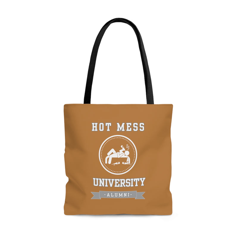 HOT MESS UNIVERSITY- AOP Tote Bag (LIGHT BROWN)