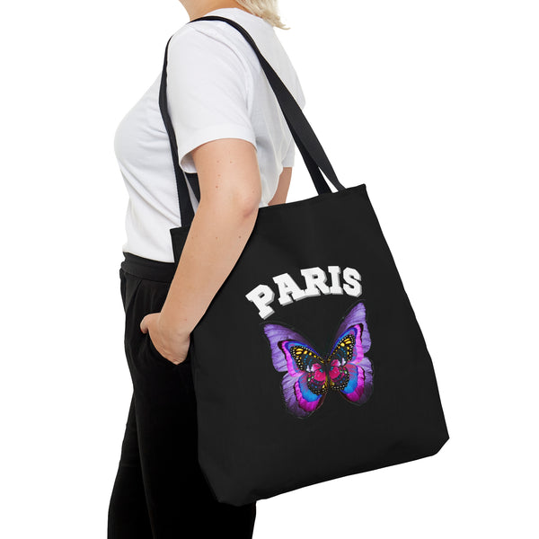 PARIS BUTTERFLY- AOP Tote Bag (BLACK)